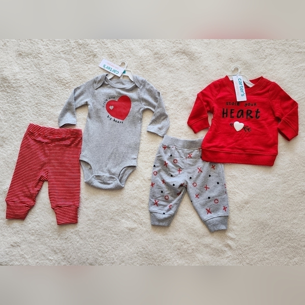 Baby boy NWT Valentine's day clothes bundle: 2 outfit sets, size 6 months